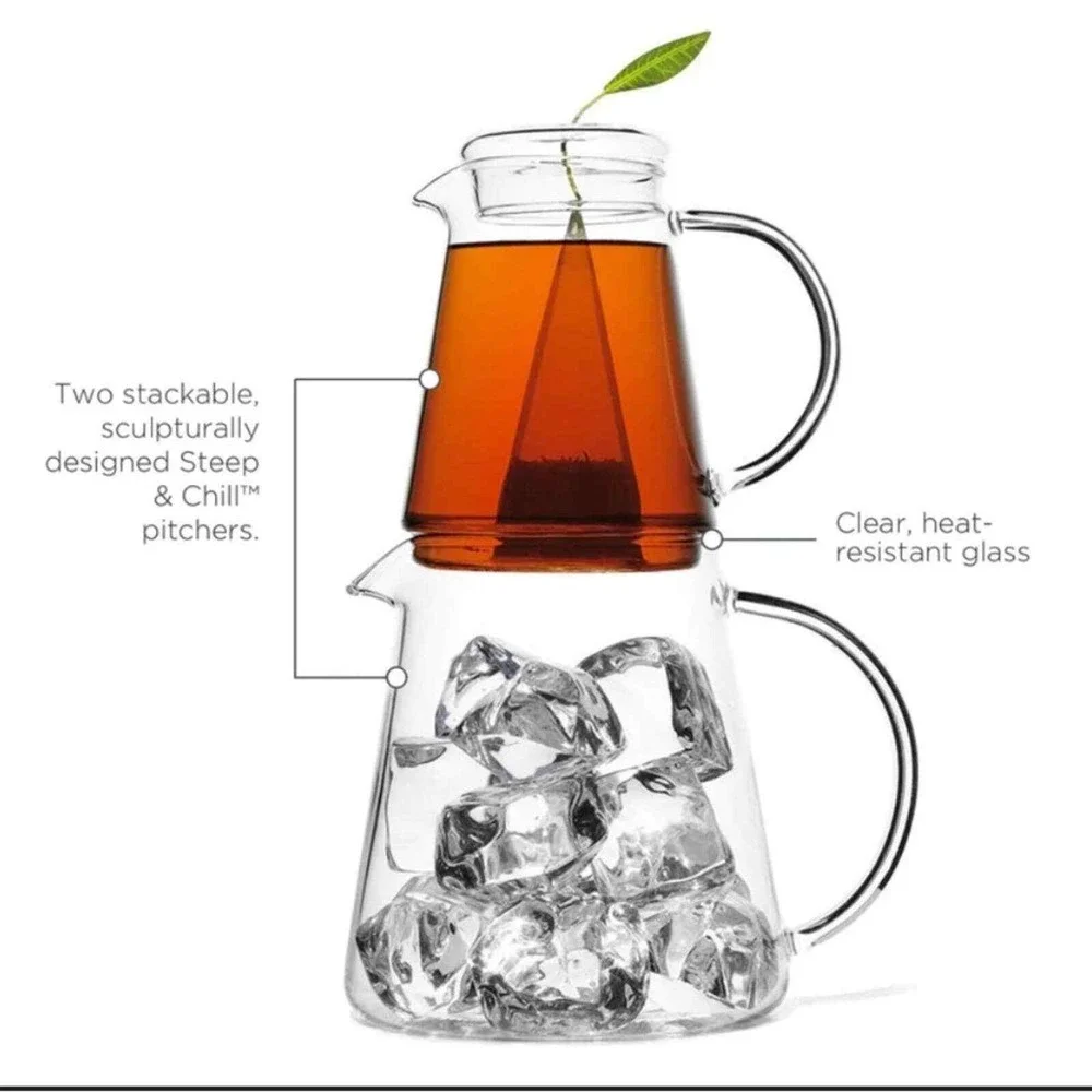 Tea Forte TEA‎ OVER ICE PITCHER SET glass brewing set  NEW